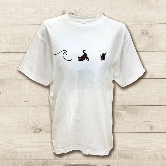 ハワイアンデザインTシャツ WAVE CAT BEER　ユニセックスサイズ