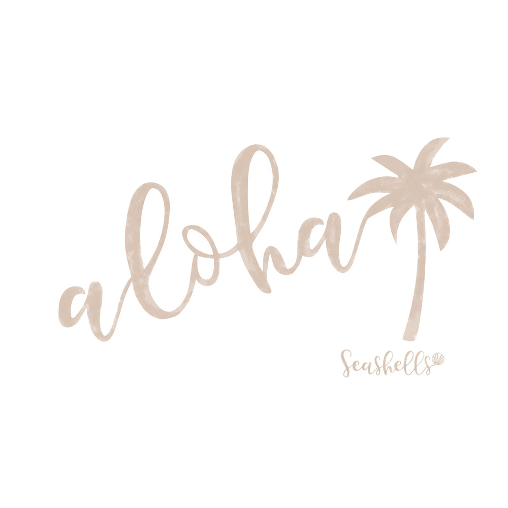ハワイアンデザインTシャツ alohaPALM alohaのロゴとヤシの木 モカ　ユニセックスサイズ