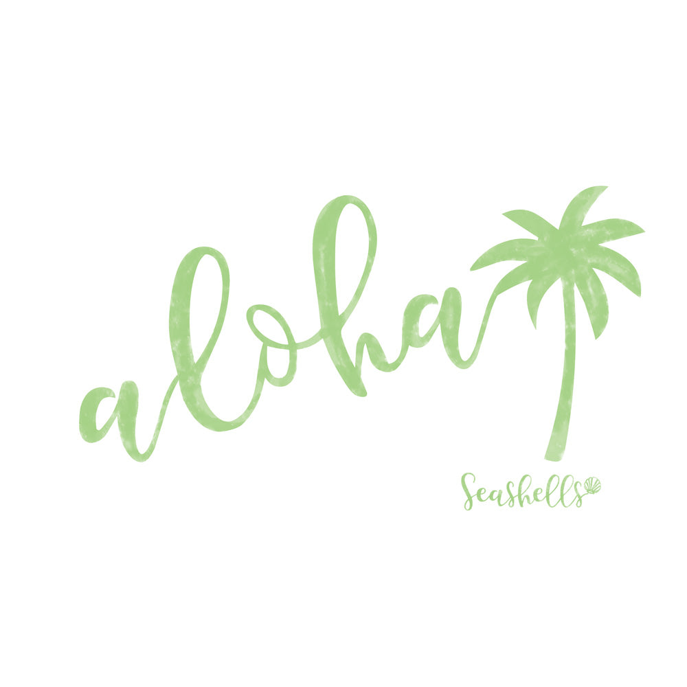 ハワイアンデザインTシャツ alohaPALM alohaのロゴとヤシの木