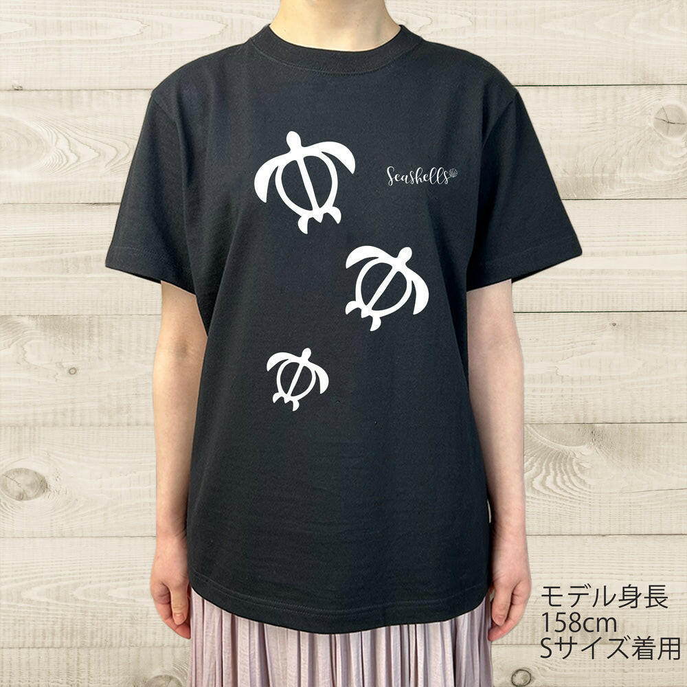 ハワイアンデザインTシャツ HONU　OYAKO　ユニセックスサイズ BLACK.