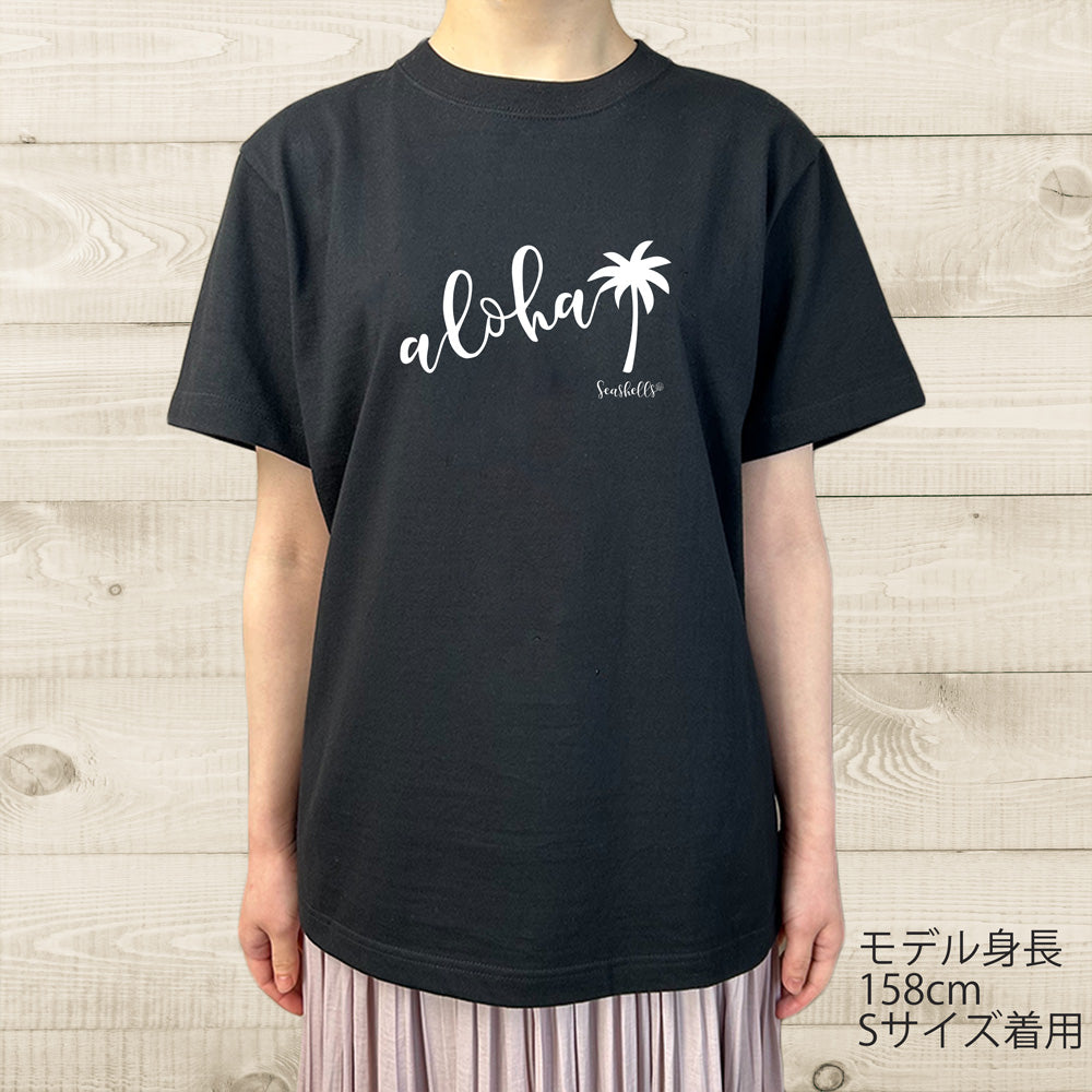 ハワイアンデザインTシャツ alohaPALM ユニセックスサイズ BLACK