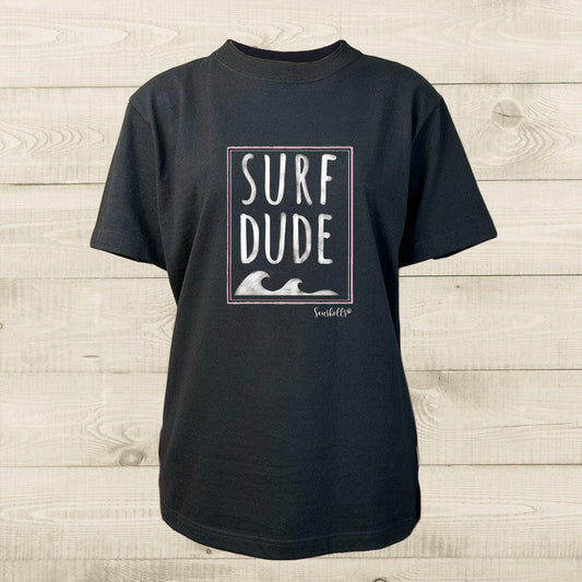 ハワイアンデザインTシャツ SURF DUDE BROWN　ユニセックスサイズ BLACK.