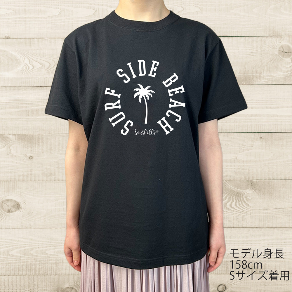 ハワイアンデザインTシャツ PALM SSBround BLACK　ユニセックスサイズ BLACK