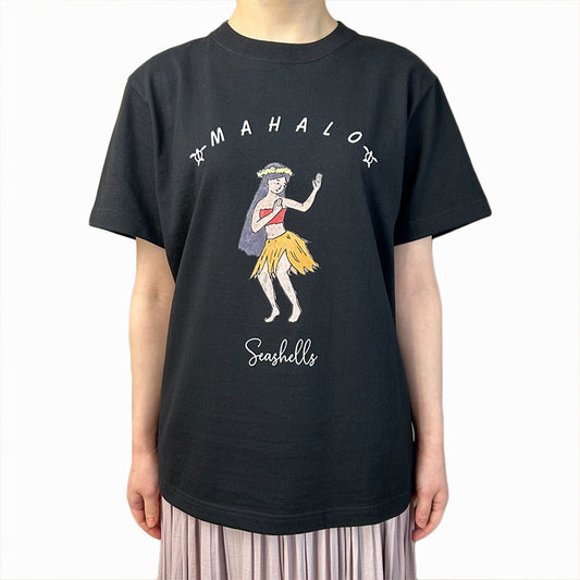 ハワイアンデザインTシャツ FULAGIRL BLACK　ユニセックスサイズ