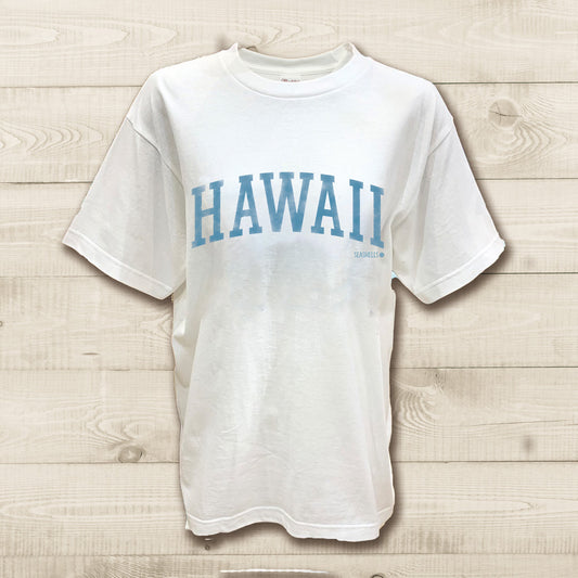 ハワイアンデザインTシャツ HAWAII COLLEGE NAVY　ユニセックスサイズ