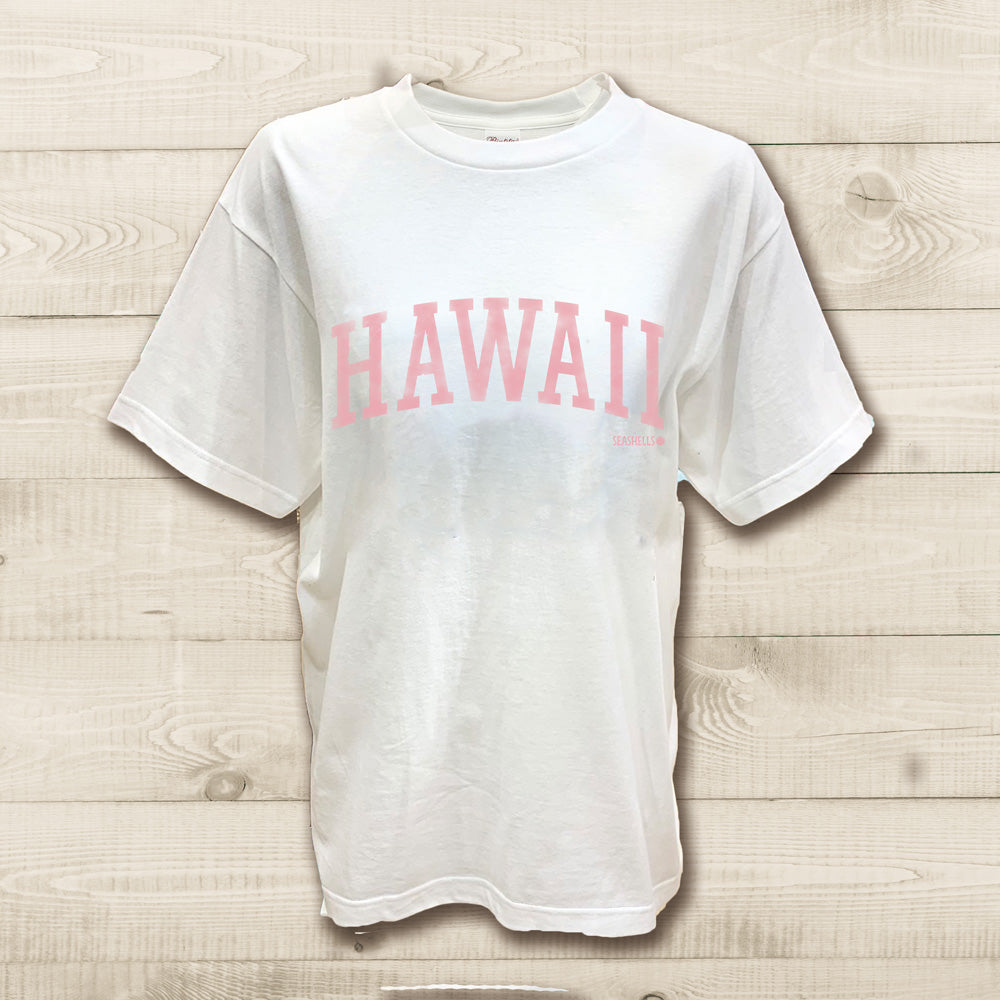 ハワイアンデザインTシャツ HAWAII COLLEGE PINK　ユニセックスサイズ