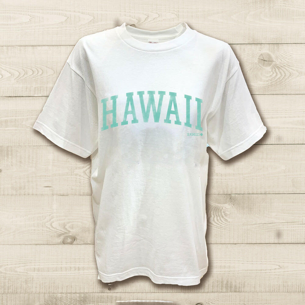 ハワイアンデザインTシャツ HAWAII COLLEGE GREEN　ユニセックスサイズ