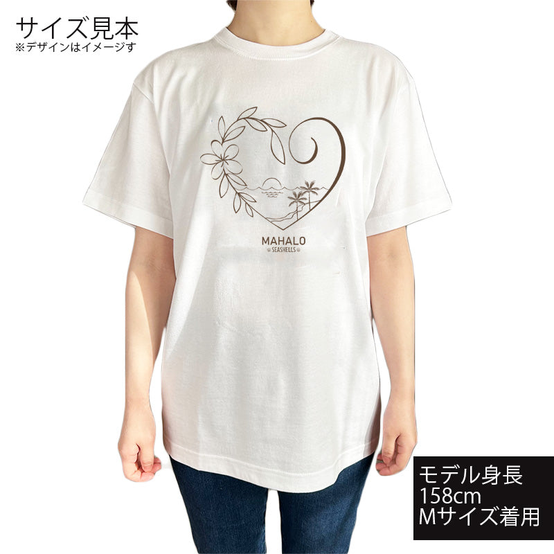 ハワイアンデザインTシャツ HEART PLMERIA brown　ユニセックスサイズ