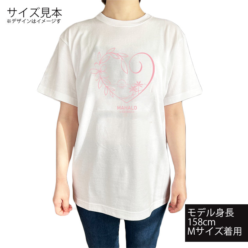 ハワイアンデザインTシャツ HEART PLMERIA PINK　ユニセックスサイズ
