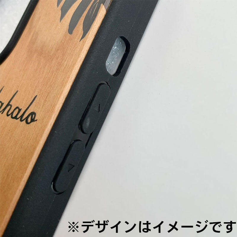 iphoneウッドパネルスマホケース モンステラとウミガメデザイン