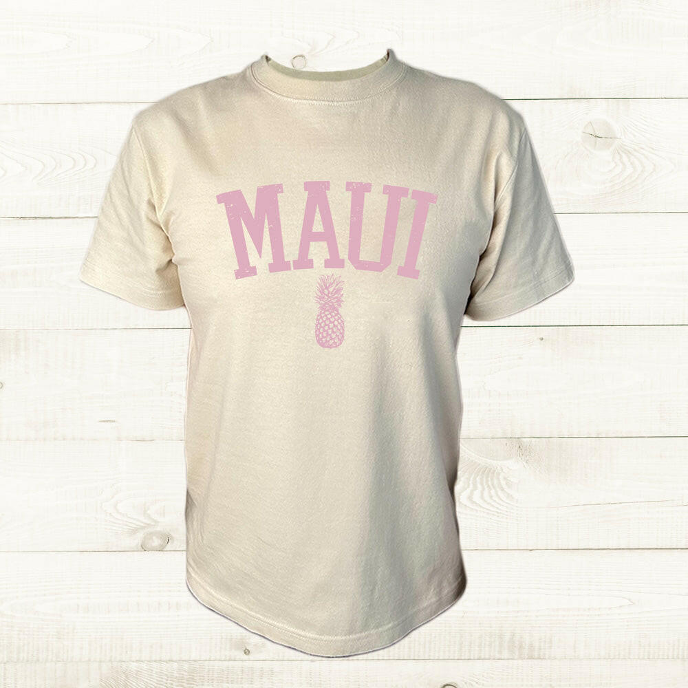 ハワイアンデザインTシャツ MAUI PINE　ユニセックスサイズ SAND