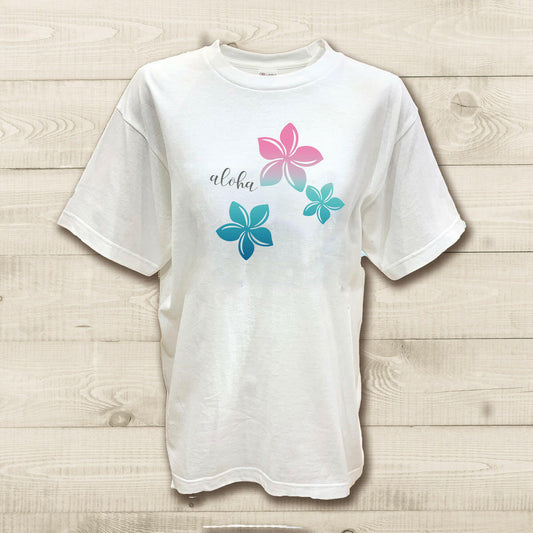 ハワイアンデザインTシャツ PLUMERIA gradation　ユニセックスサイズ.