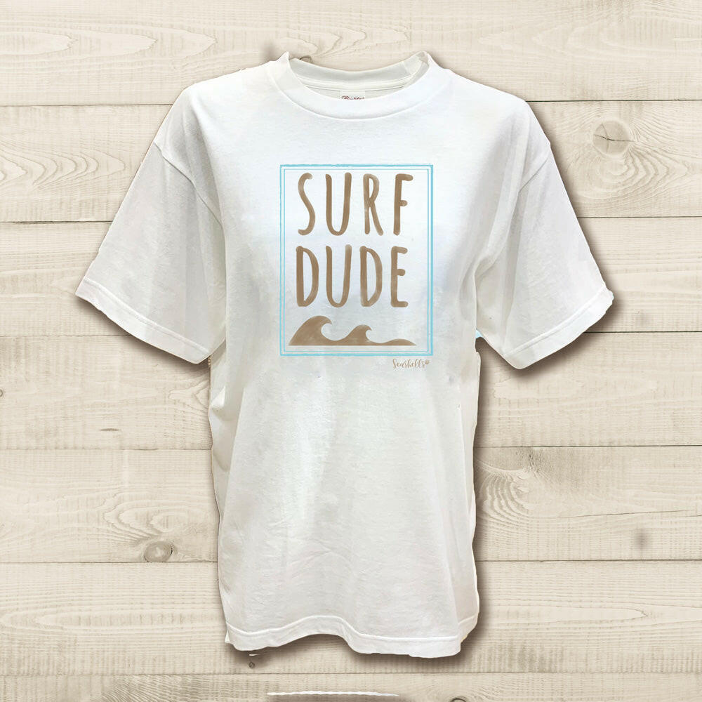 ハワイアンデザインTシャツ SURF DUDE BROWN　ユニセックスサイズ.