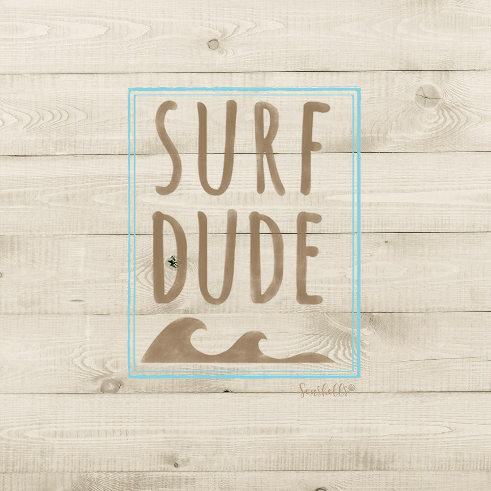 ハワイアンデザインTシャツ SURF DUDE BROWN　ユニセックスサイズ.