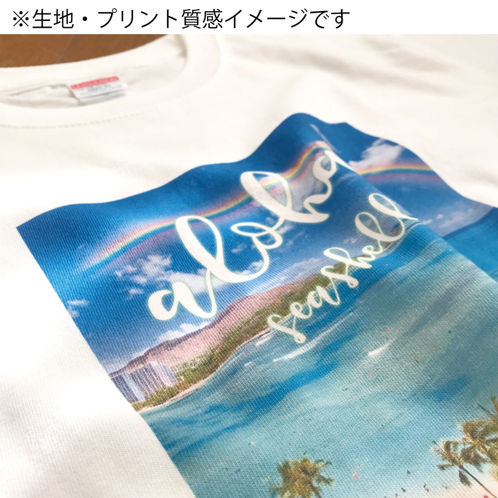 ハワイアンデザインTシャツ HONU　PALM SKYBLUE　ユニセックスサイズ